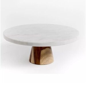 Gibson Laurie Gates Marble and Wood Cake Stand